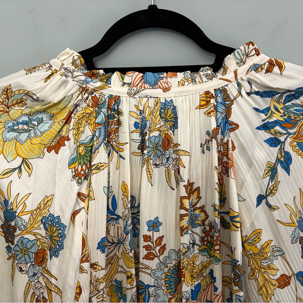 Current Air Multicolor Floral Satin Peasant Blouse Size M - Picture 15 of 15